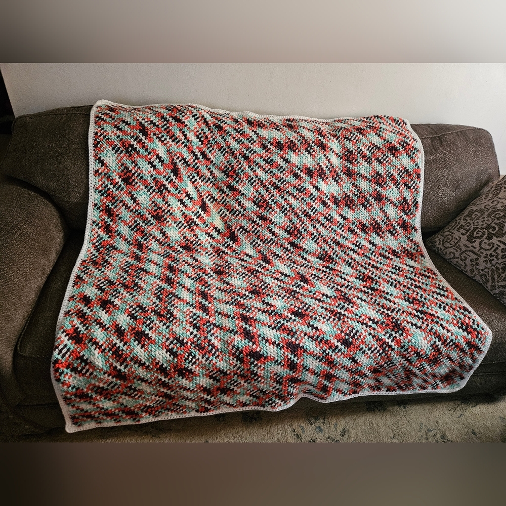 Hand Made Cozy Multicolor Crochet Blanket